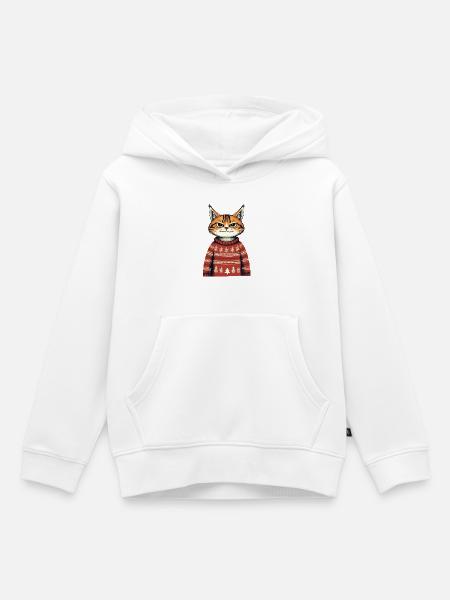 Weihnachtskatze - Kinder Premium Organic Hoodie - Weiß