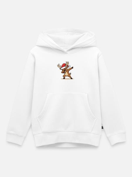 Weihnachts Rentier Dab Design - Kinder Premium Organic Hoodie - Weiß