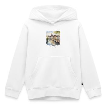 Aquarelle de Bâle, Bâle Suisse - Sweat Premium à capuche enfant bio - blanc - Devant - AI Model Kid Female (0cm)