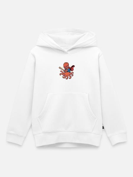 Baseball Oktopus Superheld - Kinder Premium Organic Hoodie - Weiß