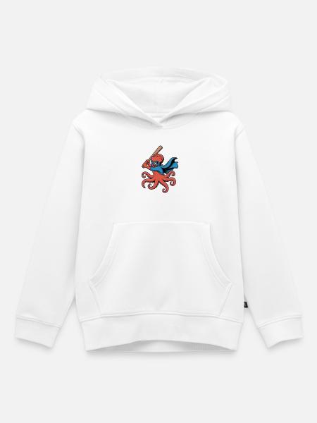 Baseball Oktopus Superheld - Kinder Premium Organic Hoodie - Weiß