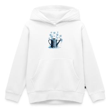 Arrosoir bleu glacier - Sweat Premium à capuche enfant bio - blanc - Devant - AI Model Kid Female (0cm)