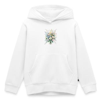 Bouquet Pastel Bouquet Aquarelle - Sweat Premium à capuche enfant bio - blanc - Devant - AI Model Kid Female (0cm)