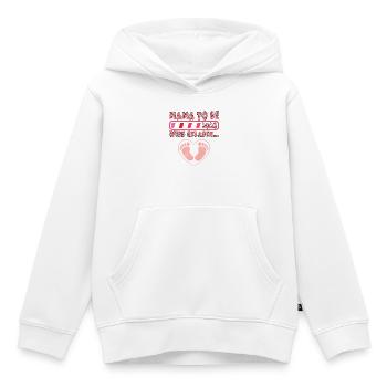 Bientôt maman future maman sera chargée drôle - Sweat Premium à capuche enfant bio - blanc - Devant - AI Model Kid Female (0cm)