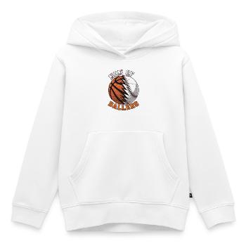 Mom of Ballers – Sportmama Design - Kinder Premium Organic Hoodie - Weiß - Vorne - AI Model Kid Female (0cm)
