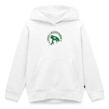 Résistance des grenouilles - « Résistance des grenouilles » - Sweat Premium à capuche enfant bio - blanc - Devant - AI Model Kid Female (0cm)