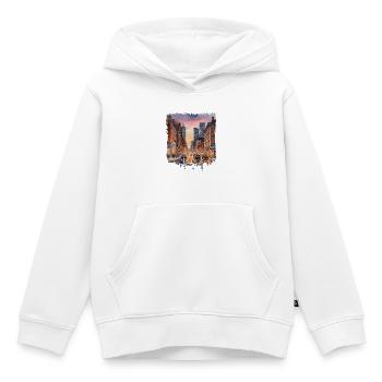 Aquarelle de Montréal, j’adore Montréal - Sweat Premium à capuche enfant bio - blanc - Devant - AI Model Kid Female (0cm)