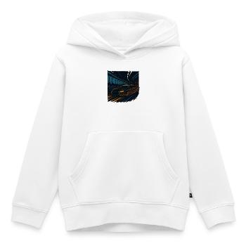 Voiture de sport de nuit dans le tunnel de vitesse - Sweat Premium à capuche enfant bio - blanc - Devant - AI Model Kid Female (0cm)
