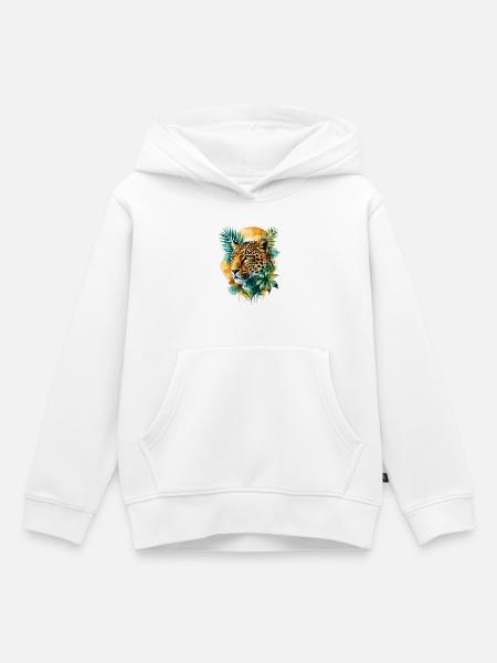 Wasserfarbener Leopard im Dschungel - Kinder Premium Organic Hoodie - Weiß