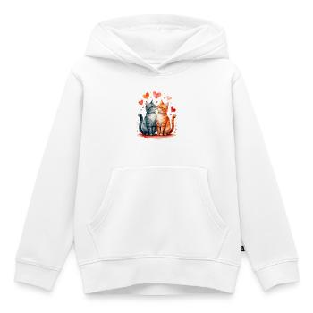 Katzenherz Zweisamkeit - Kinder Premium Organic Hoodie - Weiß - Vorne - AI Model Kid Female (0cm)
