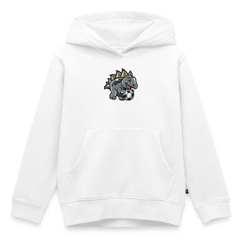 Stegosaurus dessin animé football - Sweat Premium à capuche enfant bio - blanc - Devant - AI Model Kid Female (0cm)