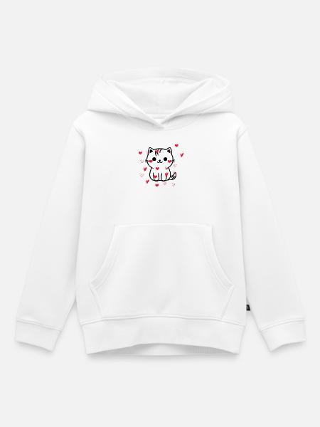 Herz Herz Katze - Kinder Premium Organic Hoodie - Weiß