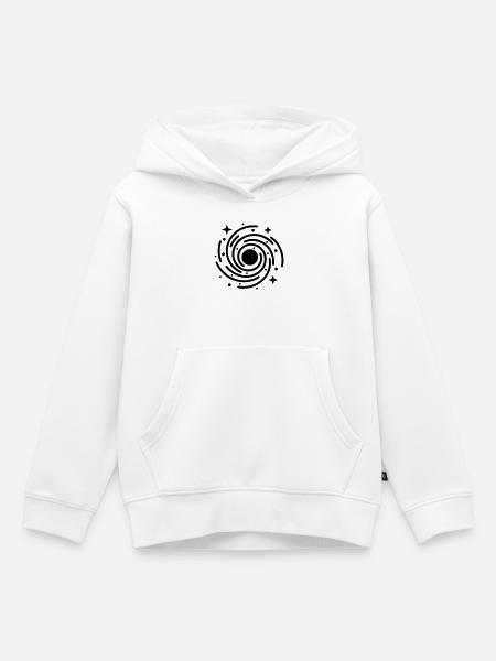 Galaxy & Black Hole | Universe Symbol - Kids Premium Organic Hoodie - white