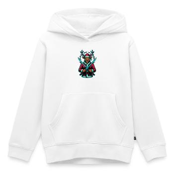 Neon Samurai Rentier Weihnachts Shirt - Kinder Premium Organic Hoodie - Weiß - Vorne - AI Model Kid Female (0cm)