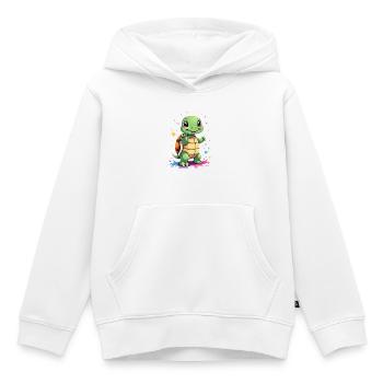 Schildkröte Farbspritzer Spaß - Kinder Premium Organic Hoodie - Weiß - Vorne - AI Model Kid Female (0cm)