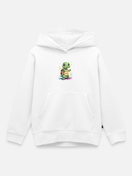 Schildkröte Farbspritzer Spaß - Kinder Premium Organic Hoodie - Weiß