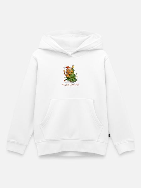 Feline Navidad Weihnachtskatze - Kinder Premium Organic Hoodie - Weiß