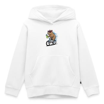 Biber auf Fahrrad mit Sonnenbrille - Kinder Premium Organic Hoodie - Weiß - Vorne - AI Model Kid Female (0cm)