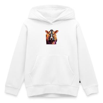 Farbenfrohes Kuhporträt - Kinder Premium Organic Hoodie - Weiß - Vorne - AI Model Kid Female (0cm)
