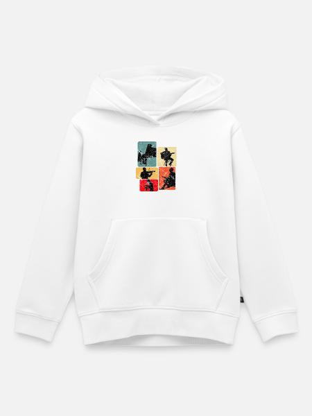 Musik Silhouetten Collage - Kinder Premium Organic Hoodie - Weiß