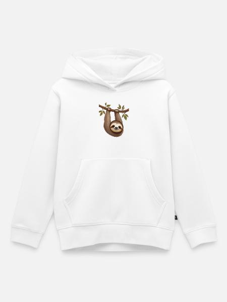 Faultier am Ast – Langsamer Charme - Hoodie Premium barn ekologisk - vit