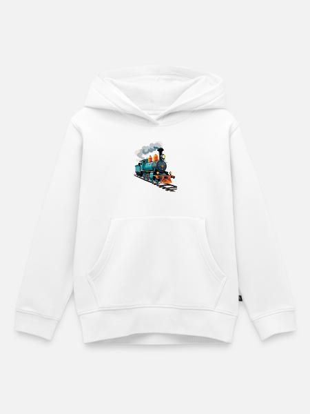 Dampflok Farbexplosion - Kinder Premium Organic Hoodie - Weiß