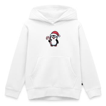 Père Noël pingouin avec une canne d’orge d’orge - Sweat Premium à capuche enfant bio - blanc - Devant - AI Model Kid Female (0cm)