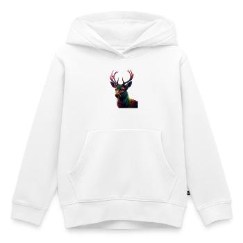 Regenbogen Hirschkopf Kunstprint - Kinder Premium Organic Hoodie - Weiß - Vorne - AI Model Kid Female (0cm)