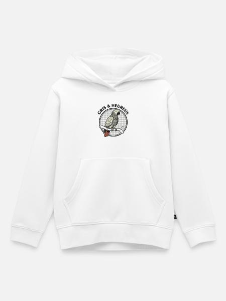 GREY & Happy Parrot – Gabon Grey - Kinder Premium Organic Hoodie - Weiß