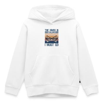 La rivière m’appelle et je dois aller pagayer en canoë - Sweat Premium à capuche enfant bio - blanc - Devant - AI Model Kid Female (0cm)