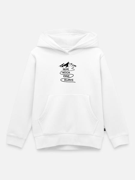 Nur noch eine Kurve lustige Berg und Alpen Sprüche - Kinder Premium Organic Hoodie - Weiß
