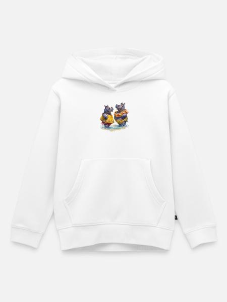 Zwei Hippos im Badedress - Kinder Premium Organic Hoodie - Weiß