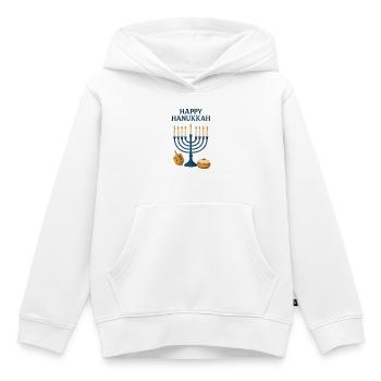 Joyeuse Lumière festive de la Menorah de Hanoucca - Sweat Premium à capuche enfant bio - blanc - Devant - AI Model Kid Female (0cm)