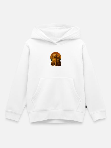 Labrador und Katze - Kinder Premium Organic Hoodie - Weiß