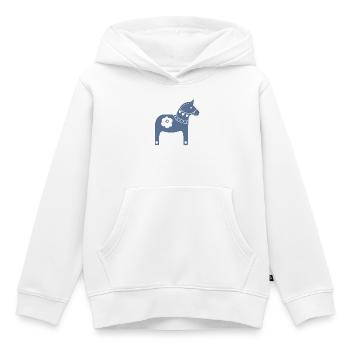 Dala Horse Suède Tradition de Noël Wood Xmas - Sweat Premium à capuche enfant bio - blanc - Devant - AI Model Kid Female (0cm)