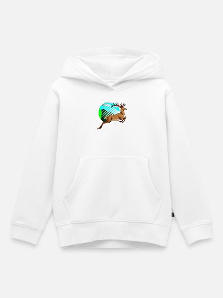 Luftsprunghirsch im Neonkreis - Kinder Premium Organic Hoodie - Weiß