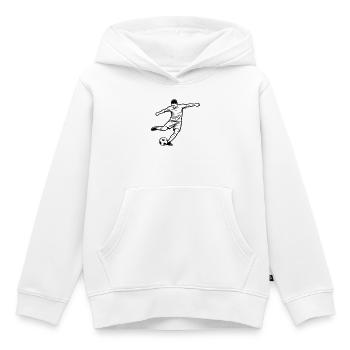 Joueur de football, tir et porteur de buts - Sweat Premium à capuche enfant bio - blanc - Devant - AI Model Kid Female (0cm)