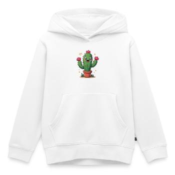 Cactus drôle en pot avec des fleurs - Sweat Premium à capuche enfant bio - blanc - Devant - AI Model Kid Female (0cm)