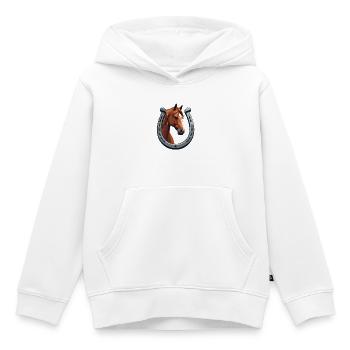 Horse Horse : Portrait puissant - Sweat Premium à capuche enfant bio - blanc - Devant - AI Model Kid Female (0cm)