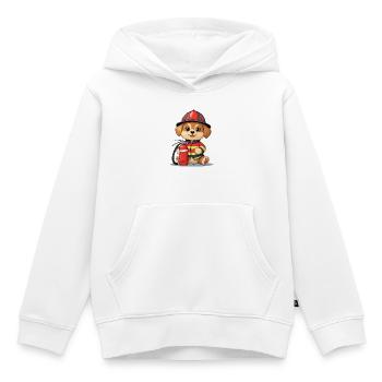 Feuerwehrhund Welpe im Einsatz - Kinder Premium Organic Hoodie - Weiß - Vorne - AI Model Kid Female (0cm)