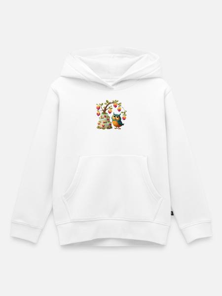 Eule am Obstkuchenbaum - Kinder Premium Organic Hoodie - Weiß