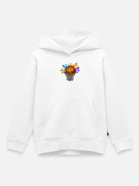 Basketball Splash Dunk Grafikdesign - Kinder Premium Organic Hoodie - Weiß