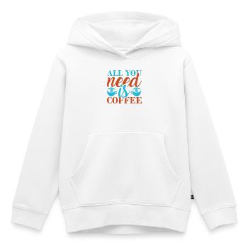 Café : tout ce dont vous avez besoin - Sweat Premium à capuche enfant bio - blanc - Devant - AI Model Kid Female (0cm)