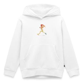 Coureuse Girl Graphique Vintage - Sweat Premium à capuche enfant bio - blanc - Devant - AI Model Kid Female (0cm)