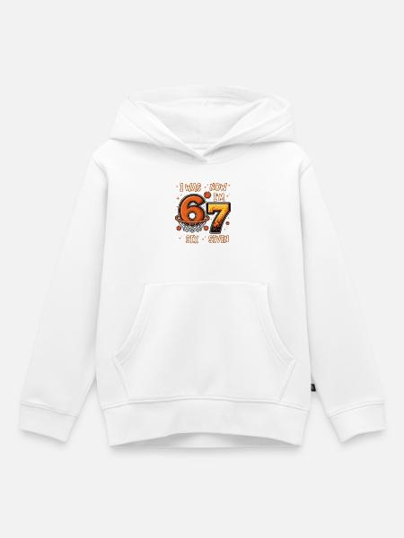 I was 6 Now Im 7 Old basketball 67 birthday shirt - Premium børne hættetrøje økologisk - hvid