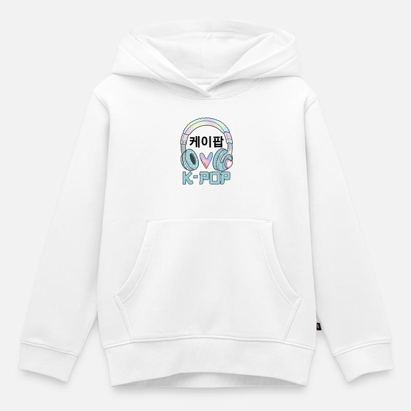 K Pop 케이팝 - Sweat Premium à capuche enfant bio - blanc