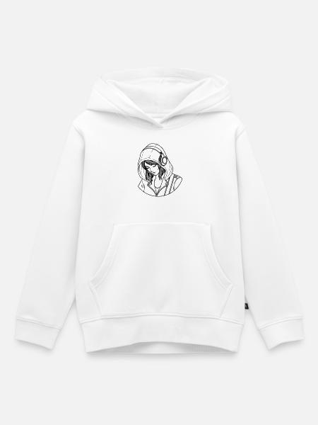 femme love musique - Sweat Premium à capuche enfant bio - blanc