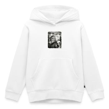 Bigfoot, Alien Rocker, Musique Rock, Main de Rock, OVNI - Sweat Premium à capuche enfant bio - blanc - Devant - AI Model Kid Female (0cm)