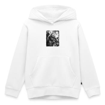 Bigfoot, Alien Rocker, Musique Rock, Main de Rock, OVNI - Sweat Premium à capuche enfant bio - blanc - Devant - AI Model Kid Female (0cm)