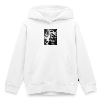 Bigfoot, Alien Rocker, Musique Rock, Main de Rock, OVNI - Sweat Premium à capuche enfant bio - blanc - Devant - AI Model Kid Female (0cm)